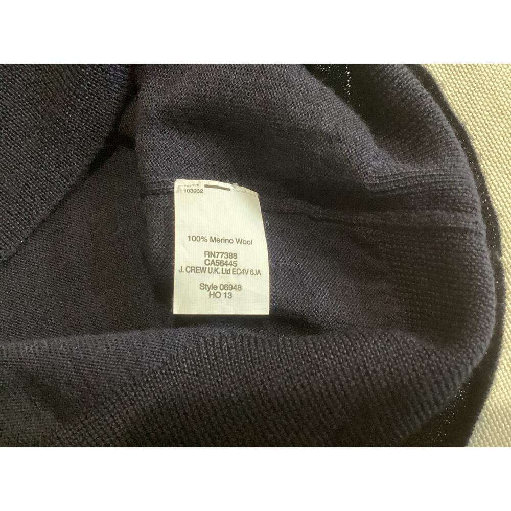 J.Crew Women's Navy Blue 100% Merino Wool Crewneck Sweater Pink Anchor Logo XL - Picture 7 of 8
